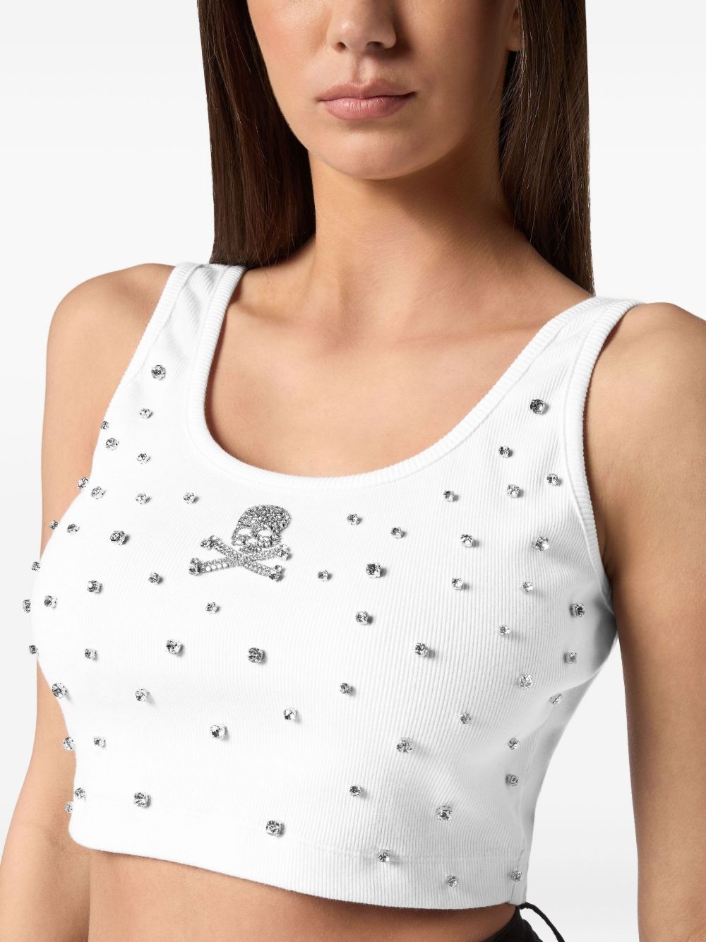 rhinestone-embellished jersey top - 4