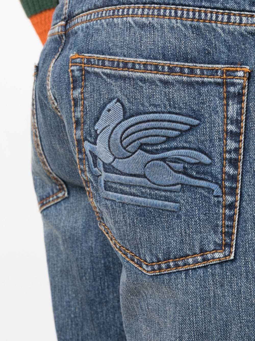 Pegaso-motif slim-cut jeans - 5
