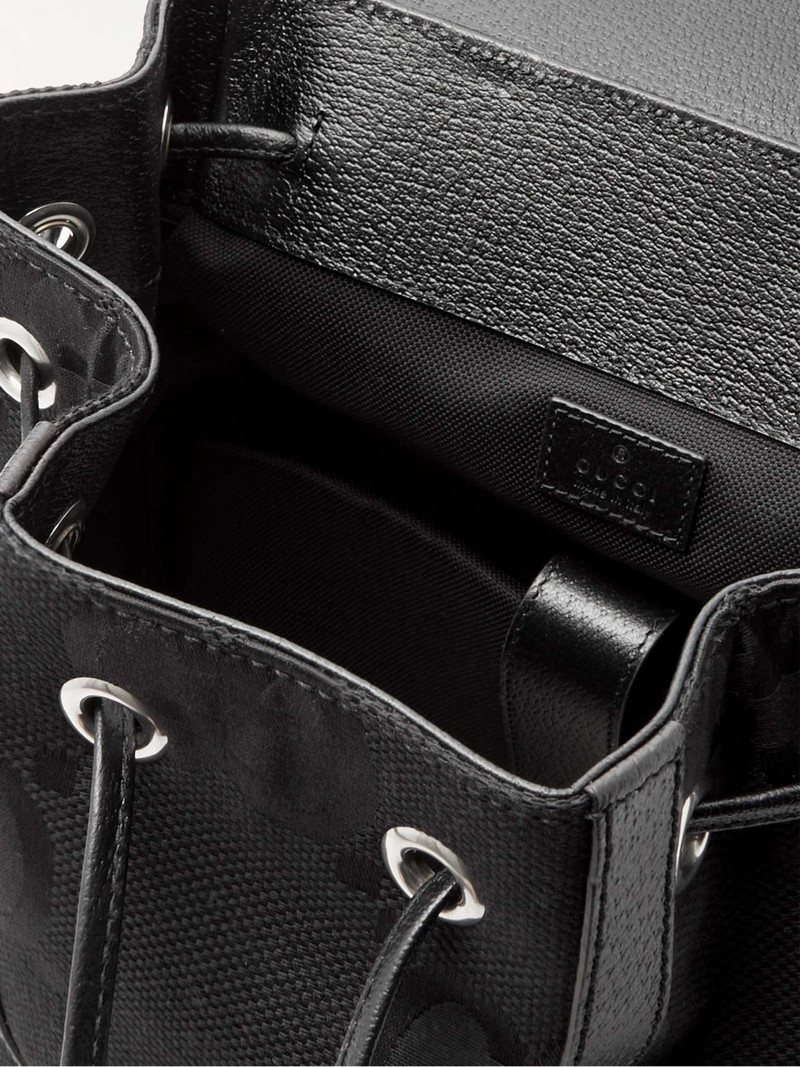 Full-Grain Leather and Monogrammed Canvas Backpack 3