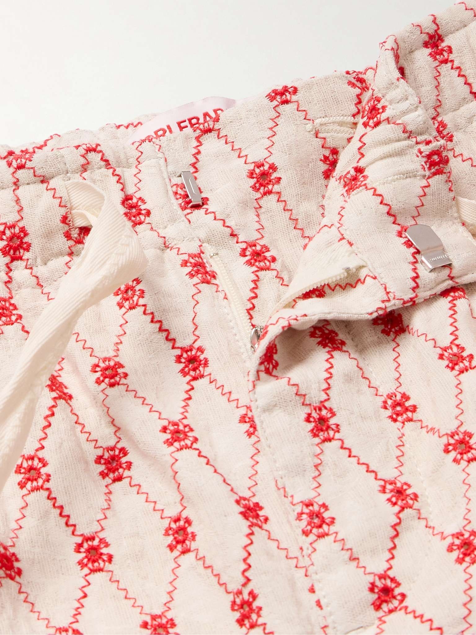 Alex Straight-Leg Embroidered Cotton and Linen-Blend Jacquard Drawstring Shorts - 5