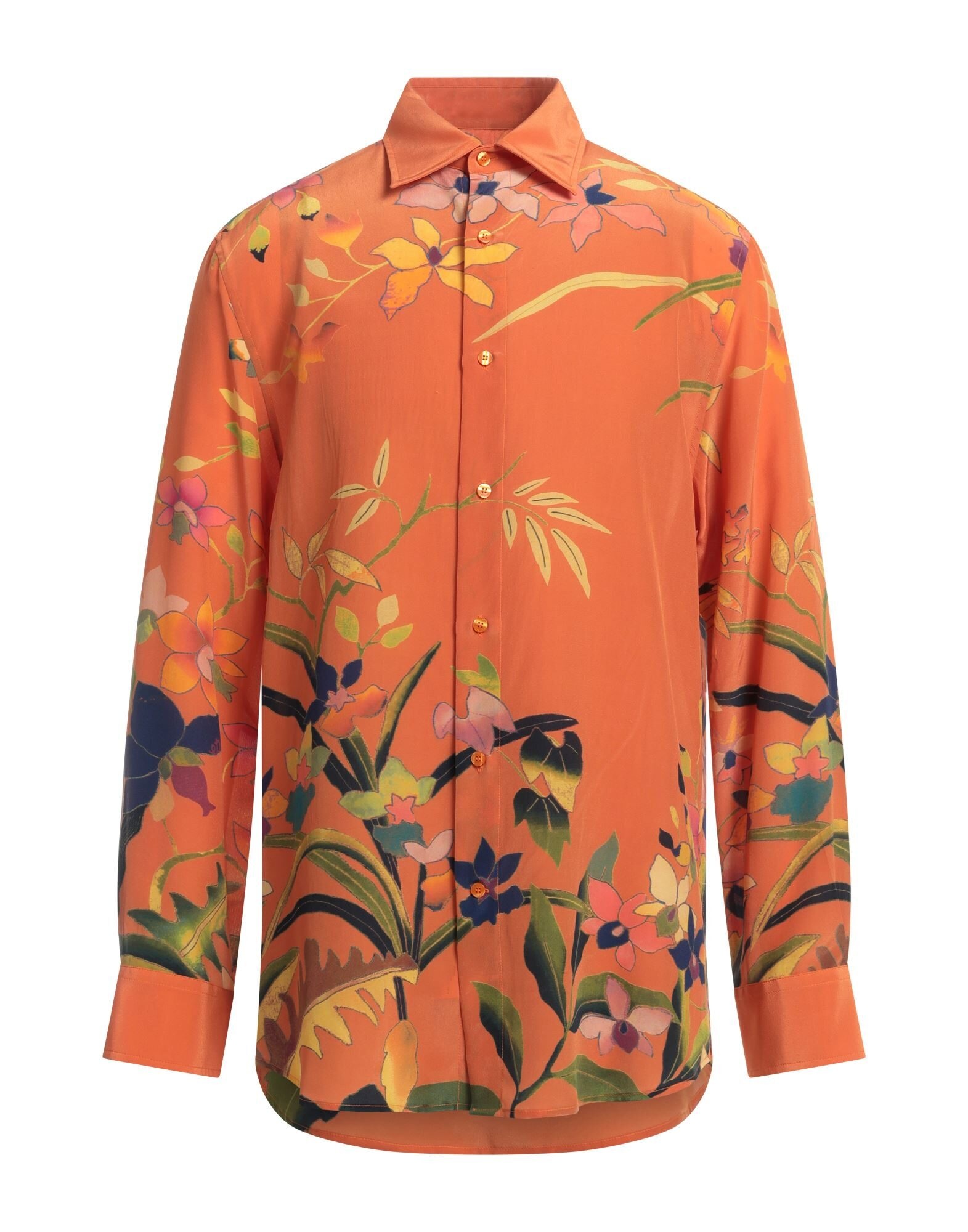 Orange Men's Patterned Shirt - 1