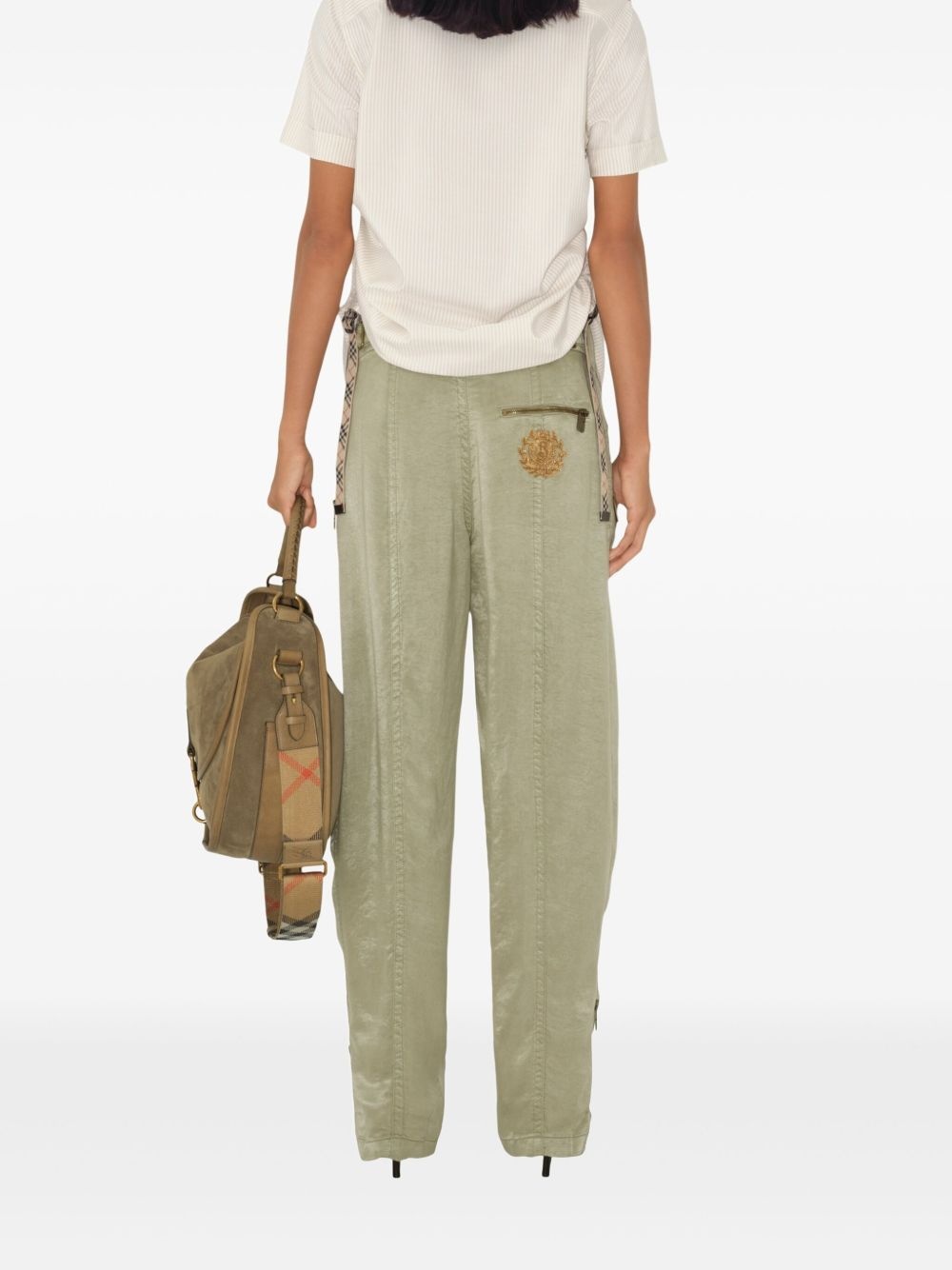 crest-embroidered trousers - 4