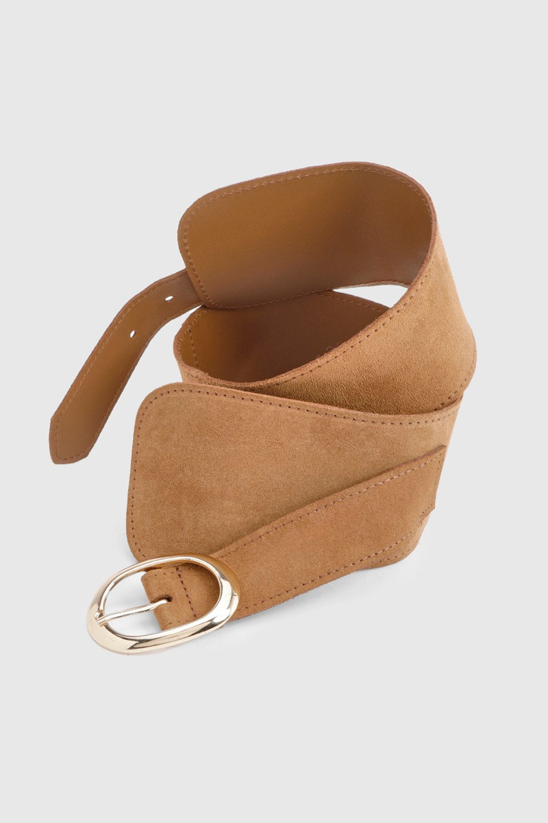 Wide Buckle Detail Suede Belt 4
