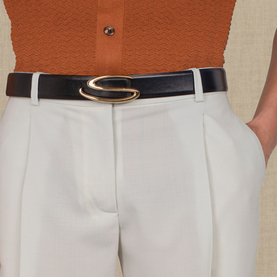 Santoni Blue leather belt strap outlook