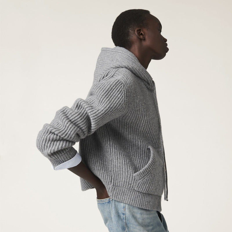 Wool and cashmere hoodie cardigan 4