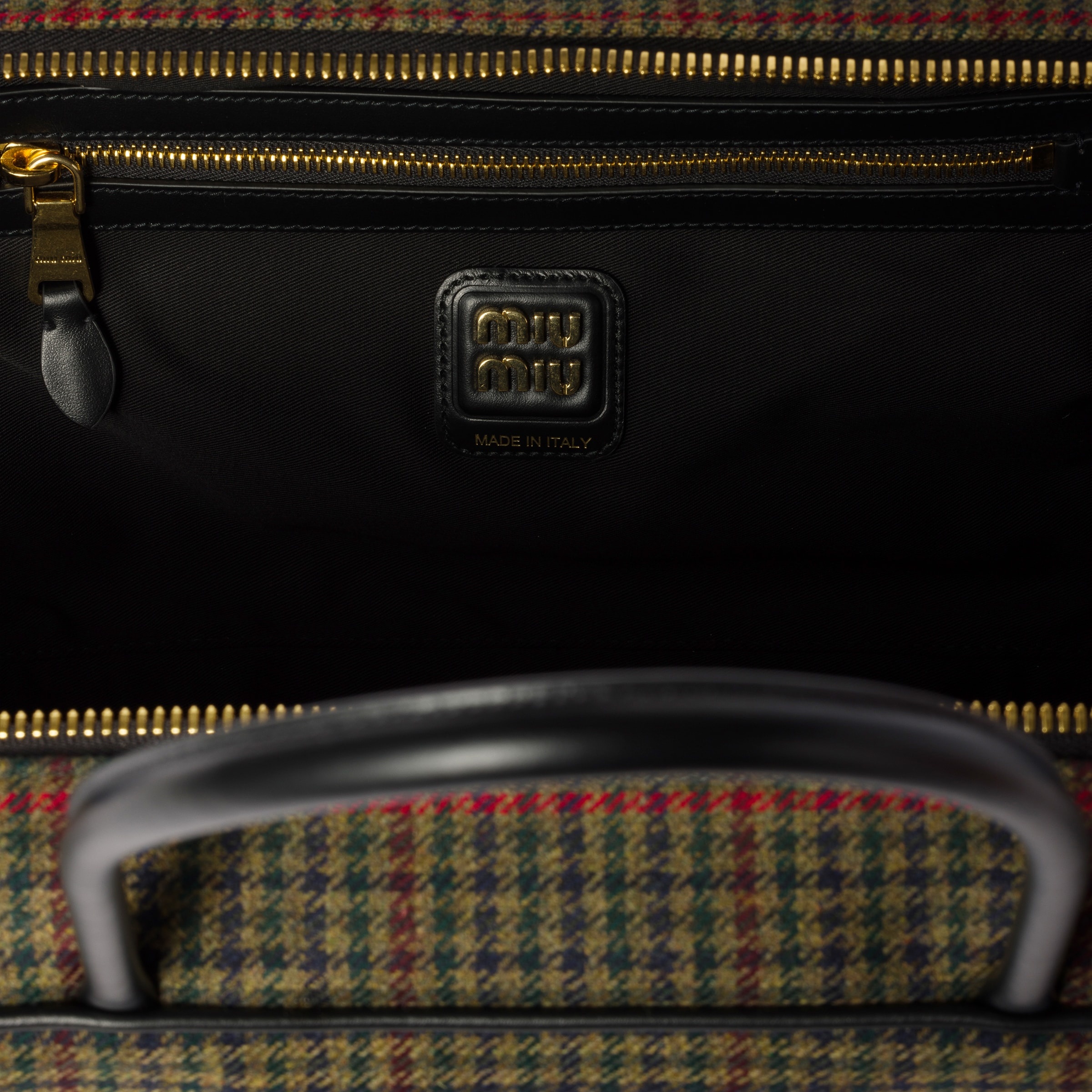 Beau tartan top-handle bag with leather details - 4