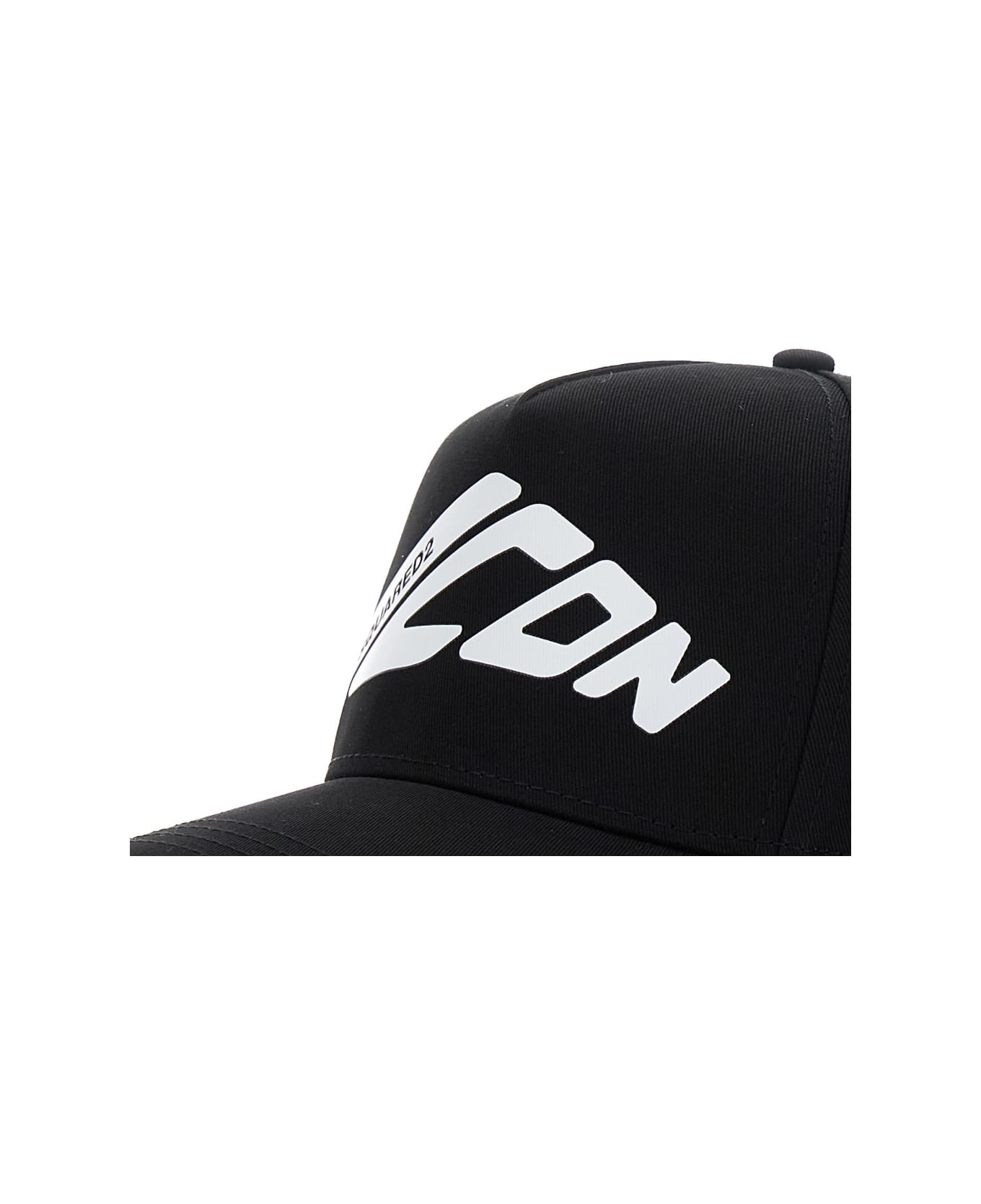 Black Baseball Cap With Maxi Print On The Front And Logo Lettering On The Rear In Cotton Man - 3