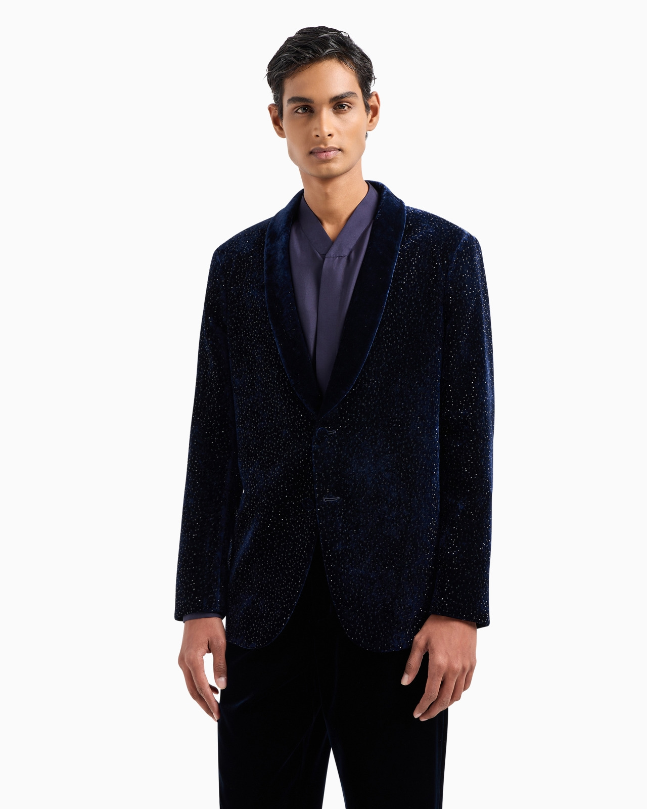 Giorgio’s velvet and crystals single-breasted tuxedo jacket - 4