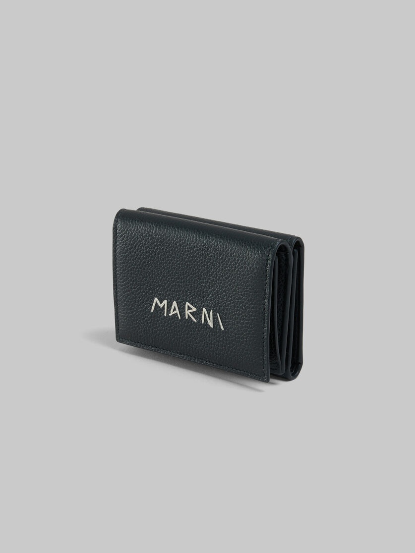 BLACK LEATHER TRIFOLD WALLET WITH MARNI MENDING - 4