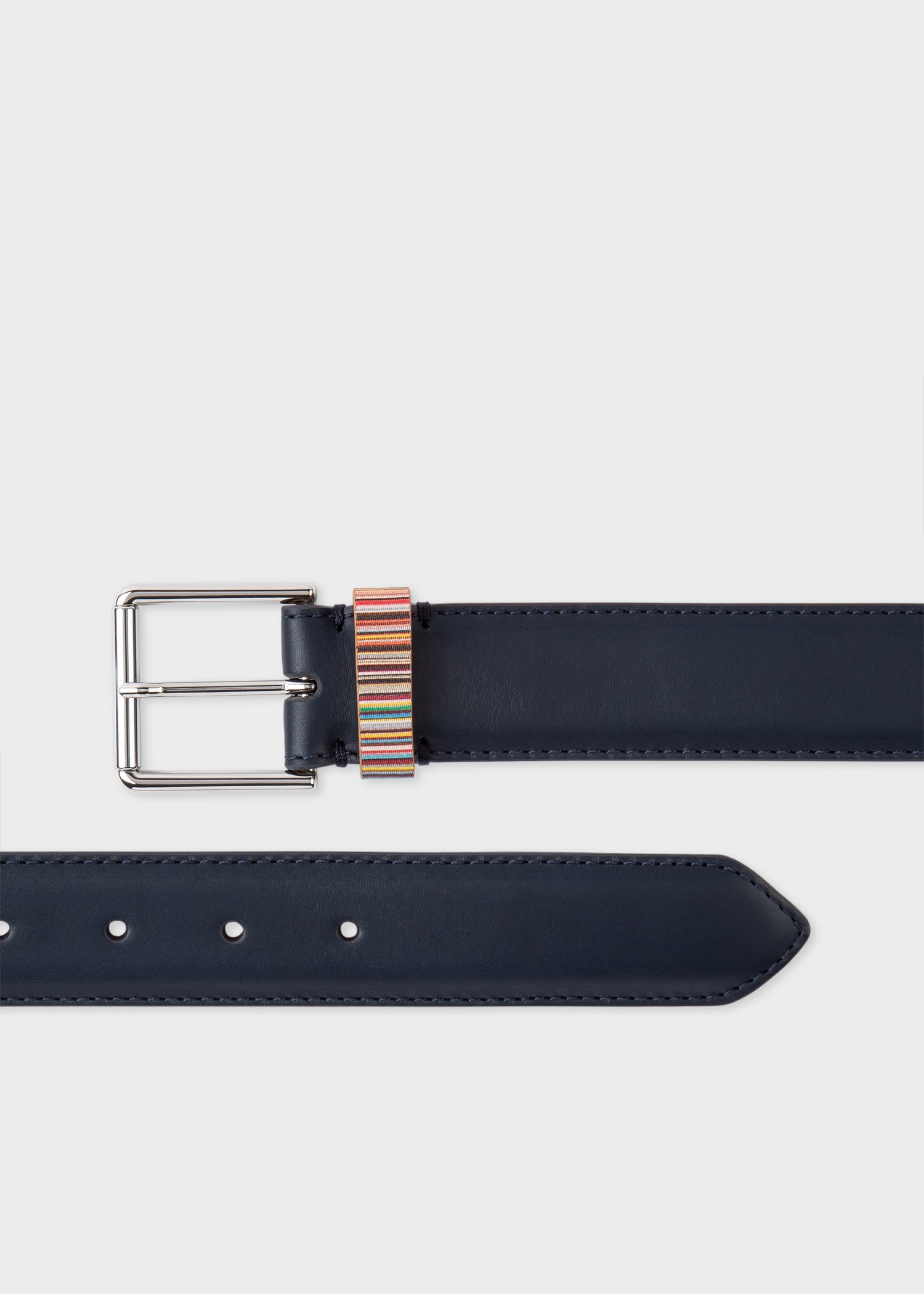 'Signature Stripe' Keeper Leather Belt - 4