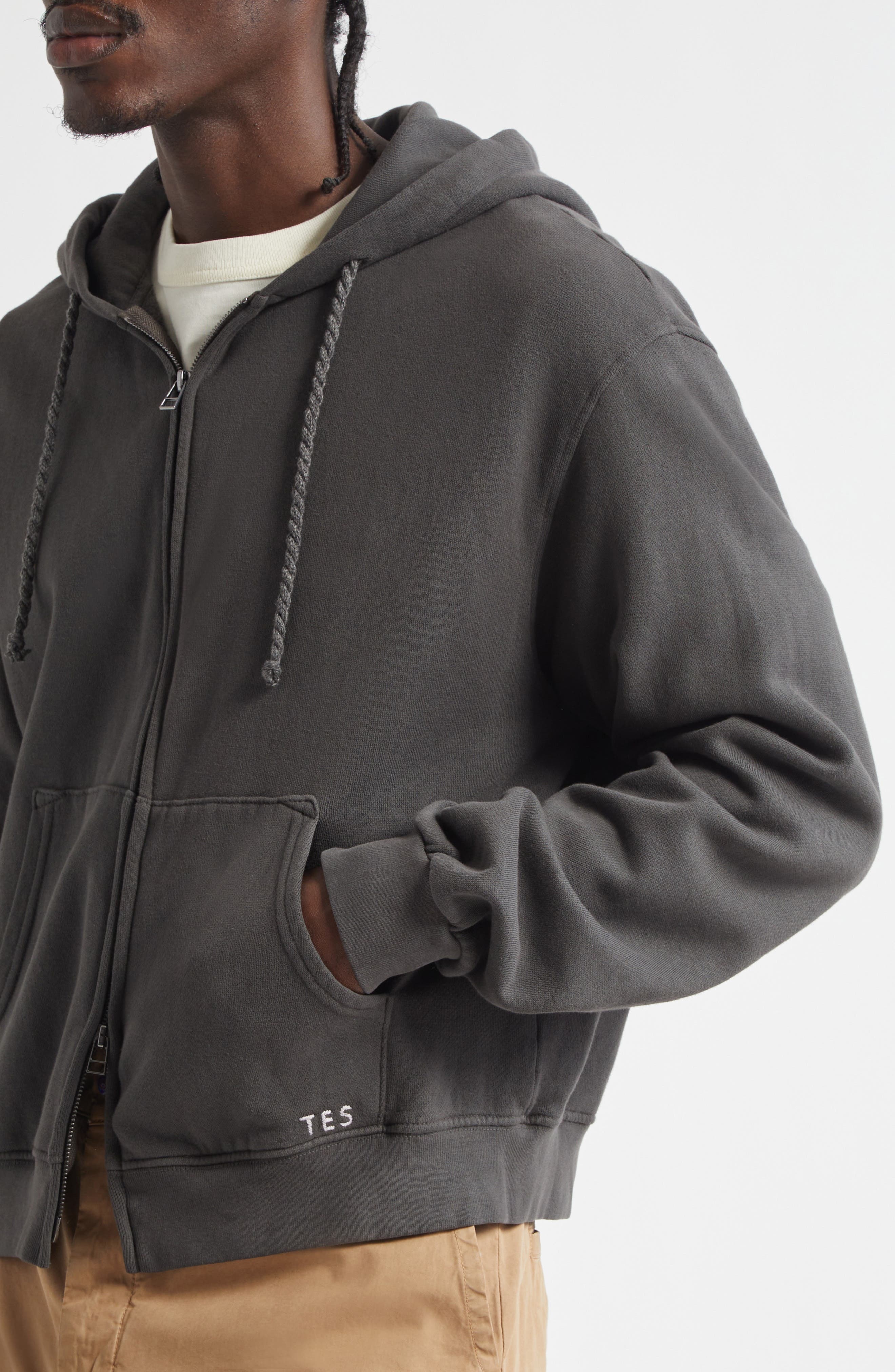 The Elder Statesman Daily Zip Hoodie in Coal at Nordstrom - 4