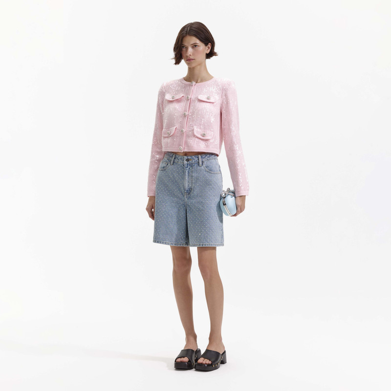 Pink Knit Sequin Cardigan 2