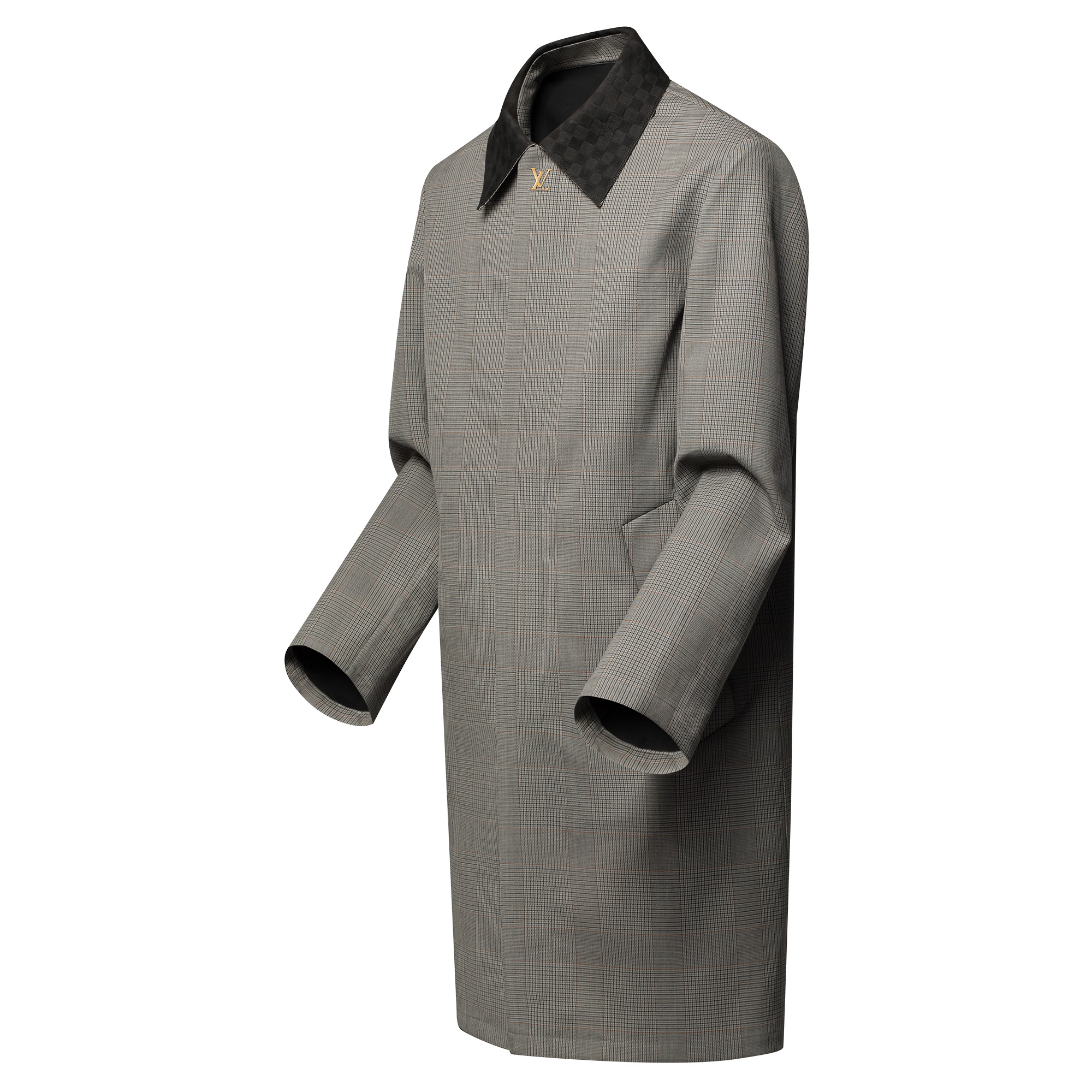 Raincoat With Damier Suede Collar - 2