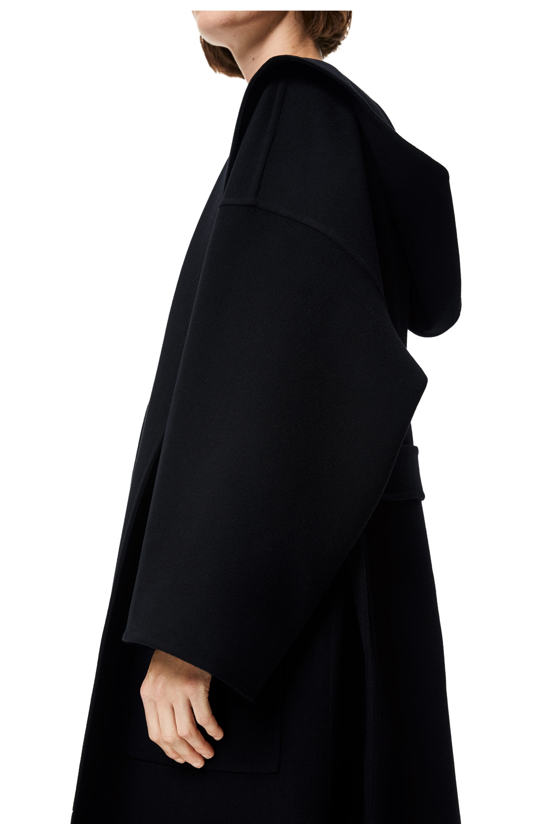 Hooded belted coat in wool and cashmere - 5