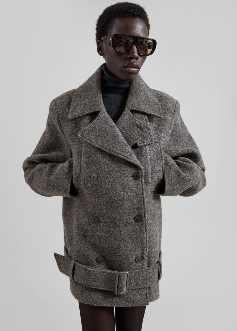 Scothern Brushed Wool Peacoat - Grey Melange 6