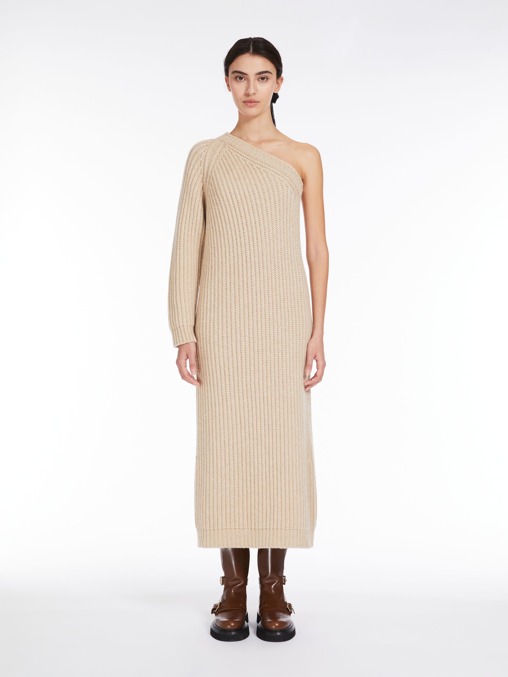 CAPSULA Ribbed wool and cashmere one-shoulder dress - 3