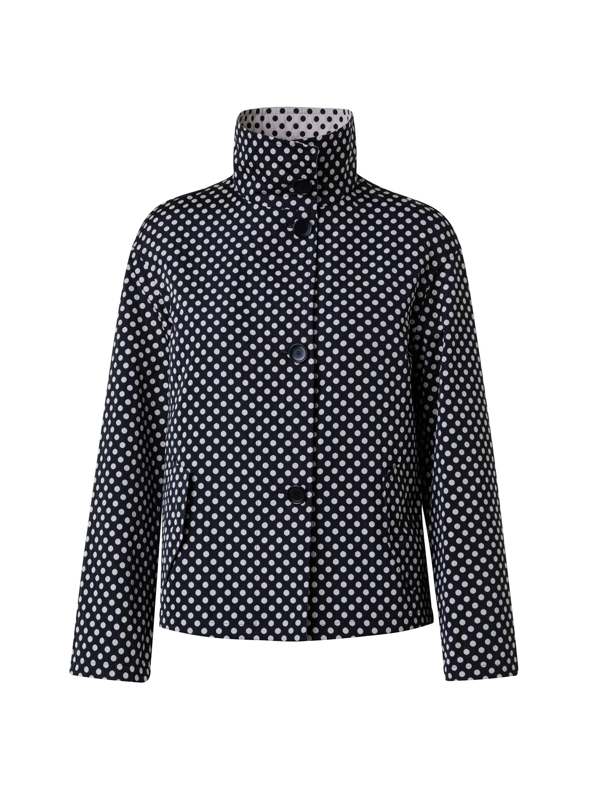 Women's Polka Dot Cropped Jacket - Black Cream - 1