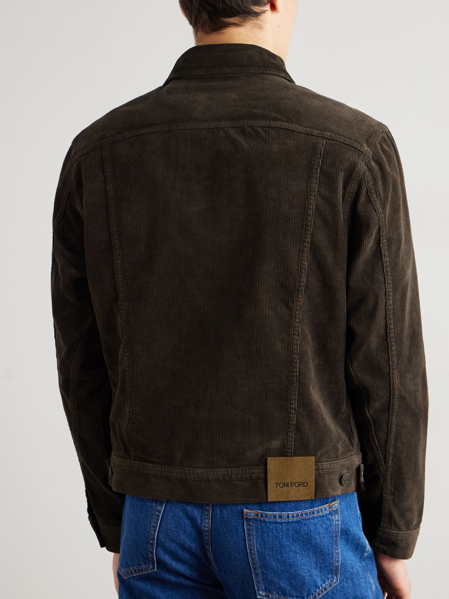 Slim-Fit Cotton-Blend Corduroy Jacket Brown - 4