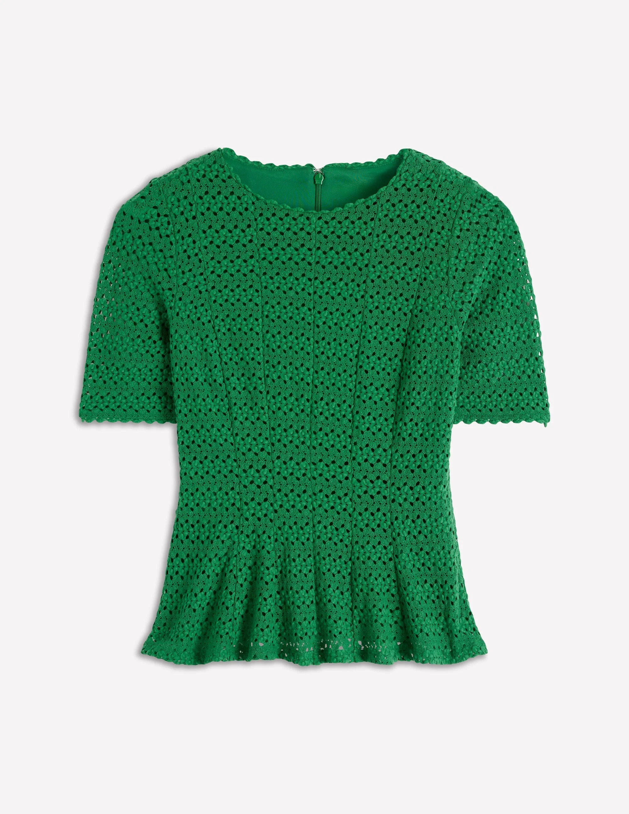 Lace Peplum Top-Verdant Green - 1