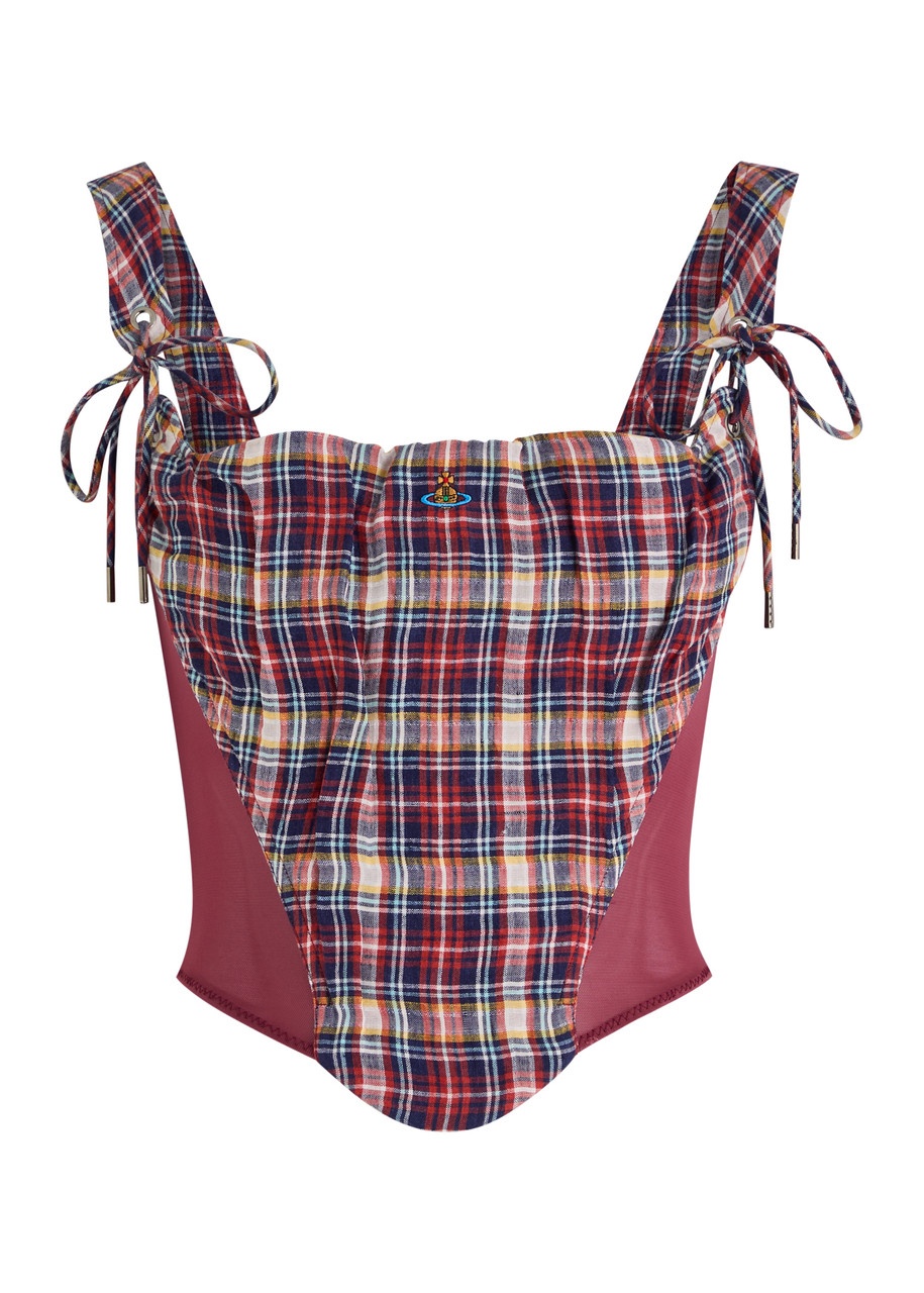 Vivienne Westwood Puppy Checked Linen-blend Corset - 1