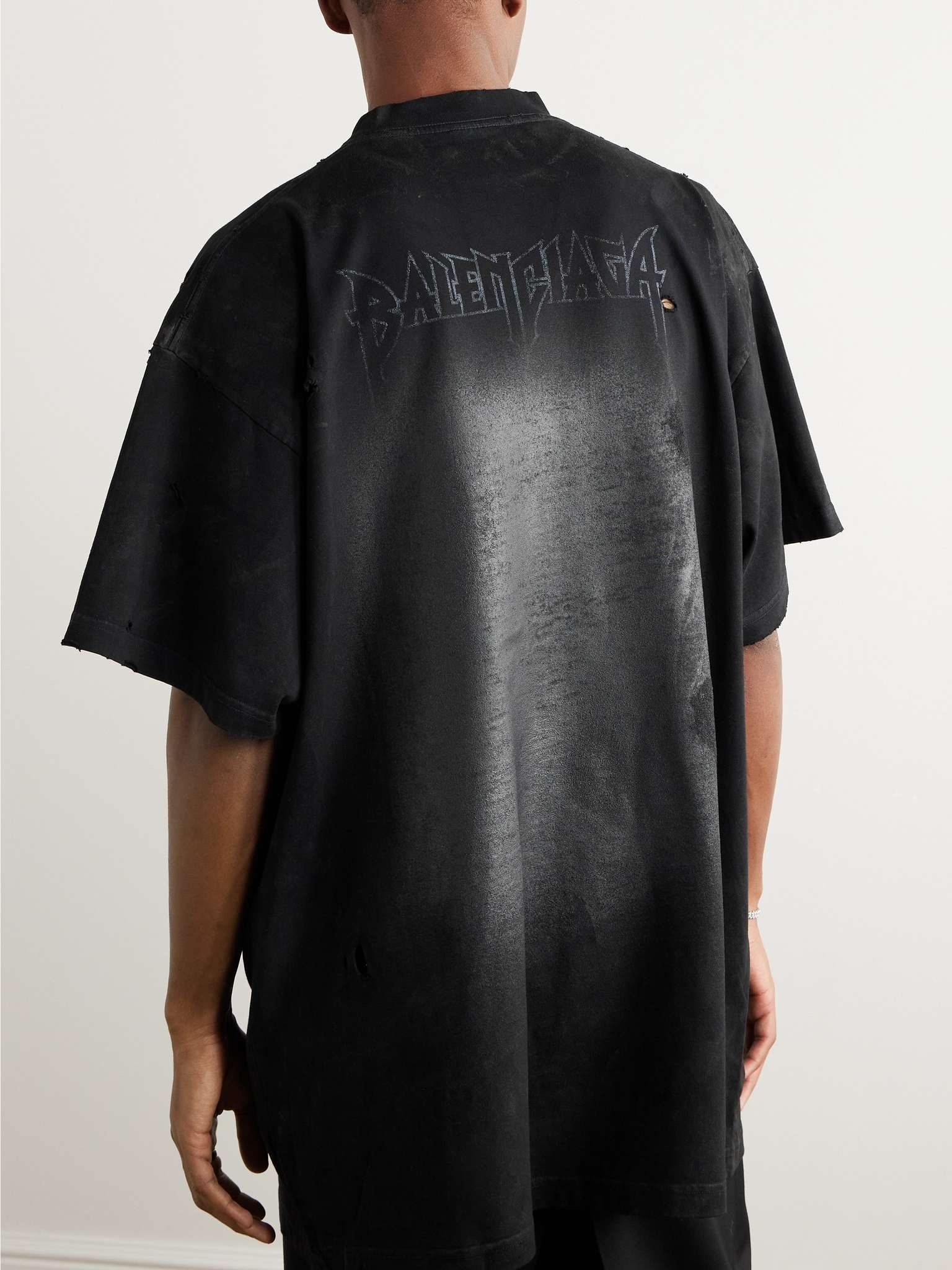 【BALENCIAGA】Double Front faded cotton jersey T-shirt Double Front faded cotton jersey T-shirt in black