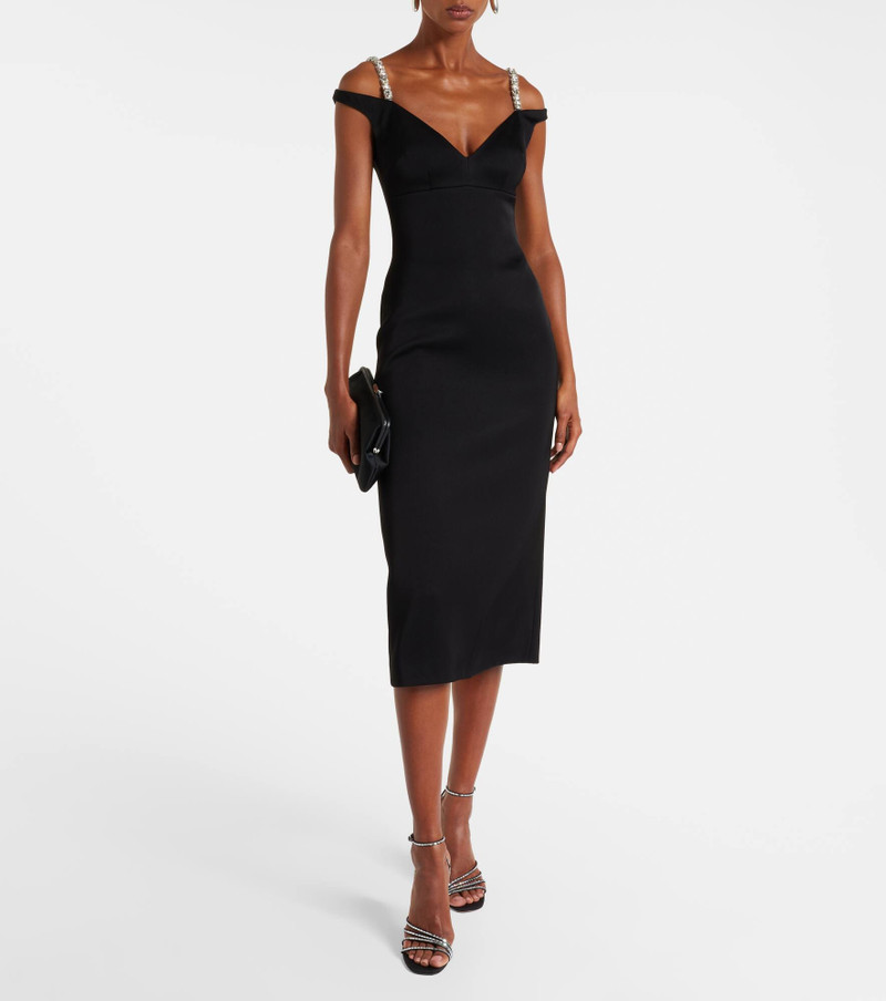 David Koma Crystal-embellished satin midi dress outlook