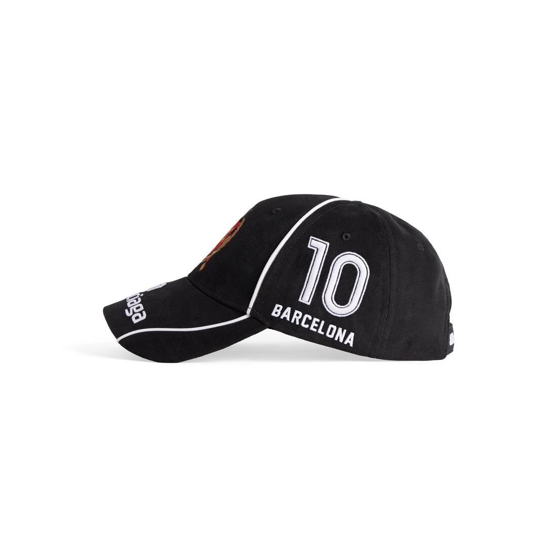 Men's Barcelona Soccer Cap in Black - 4