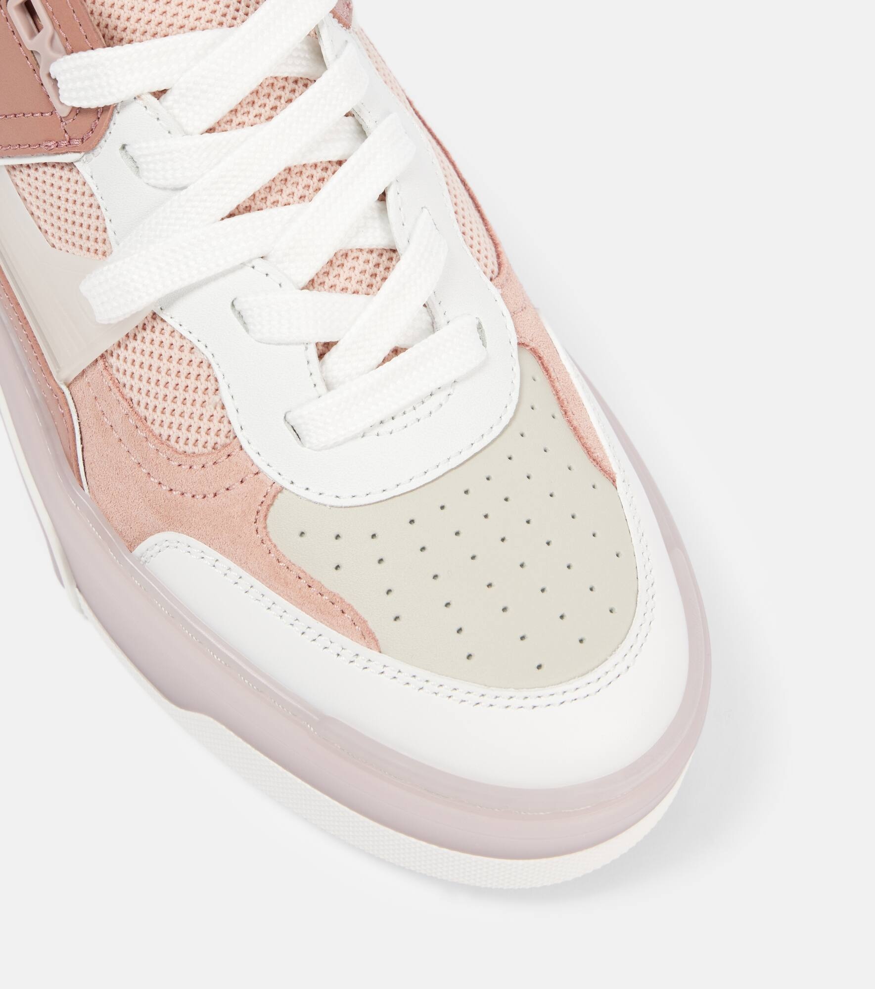 Panelled embellished leather sneakers - 5