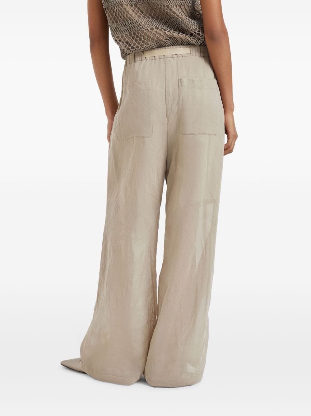 belted cotton-organza trousers - 4