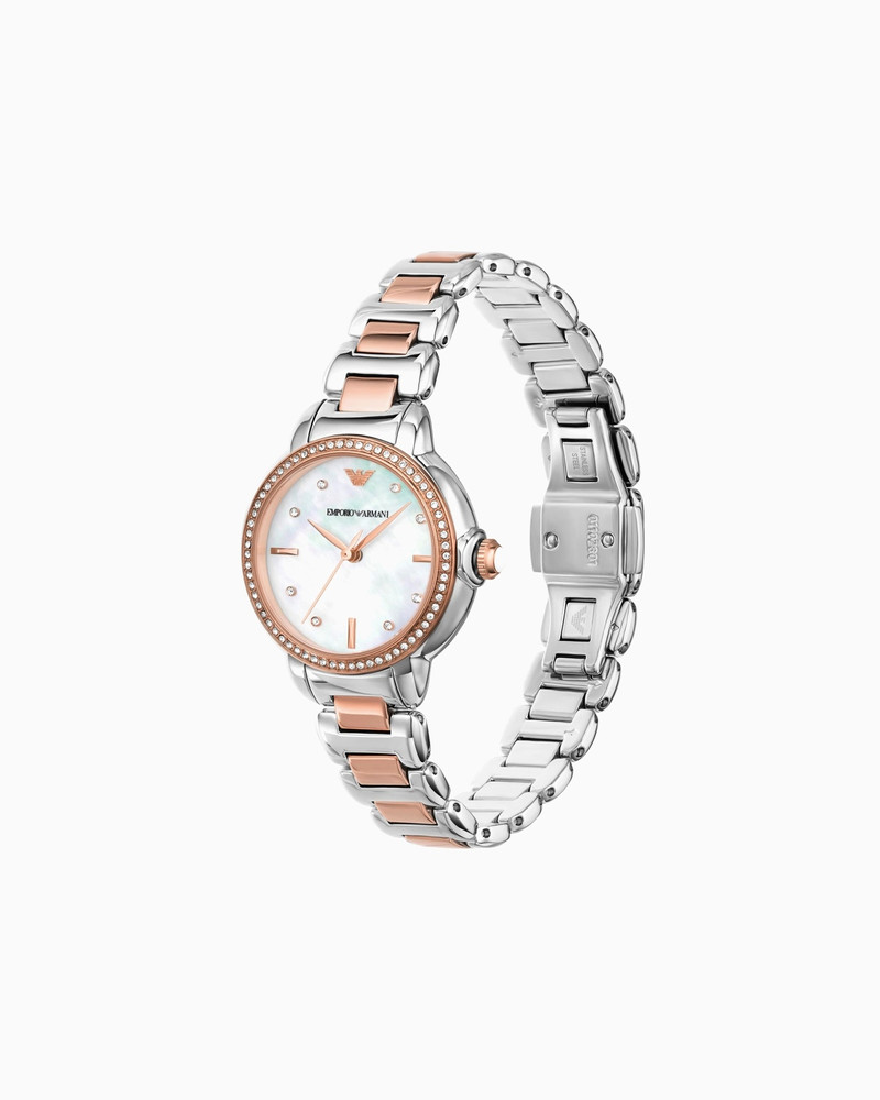 EMPORIO ARMANI THREE-HAND DATE TWO-TONE STAINLESS STEEL WATCH outlook