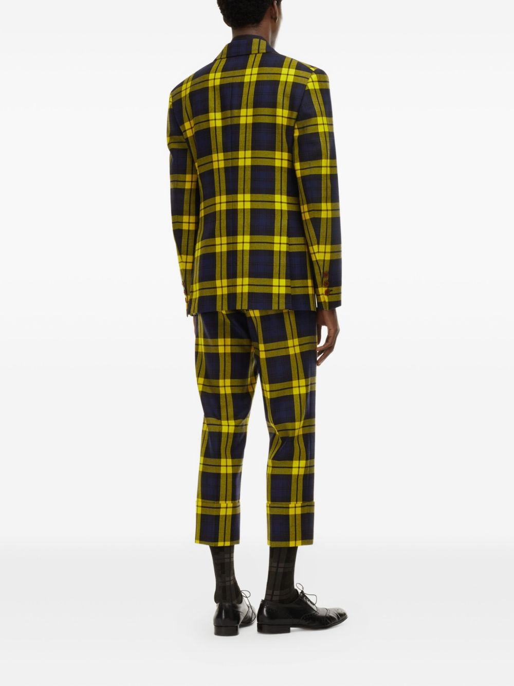 checked wool blazer - 3