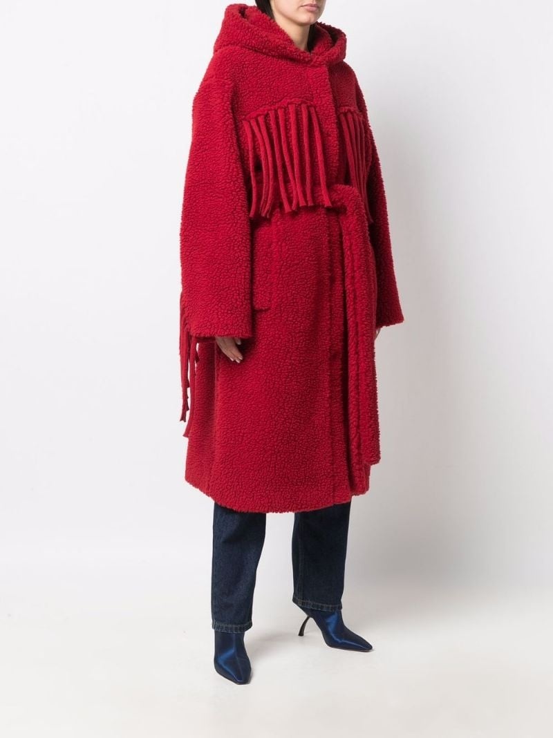 fringed belted coat - 3