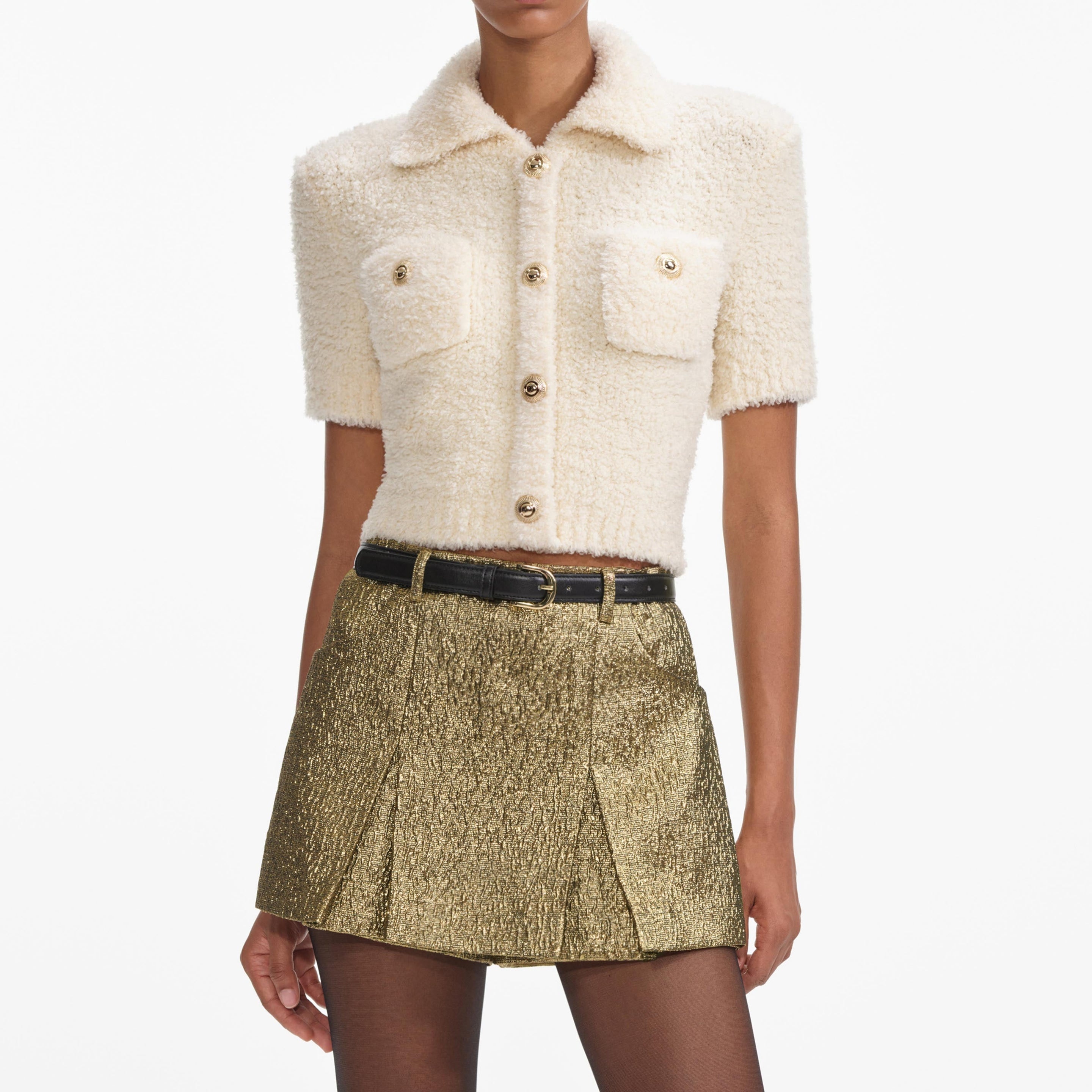 Cream Fluffy Knit Top - 4