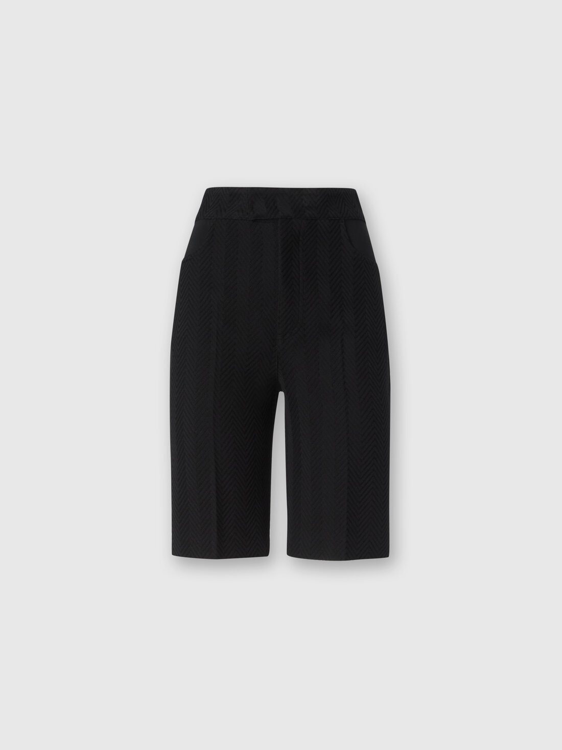 Tone-on-tone zigzag cotton and viscose Bermuda shorts - 1