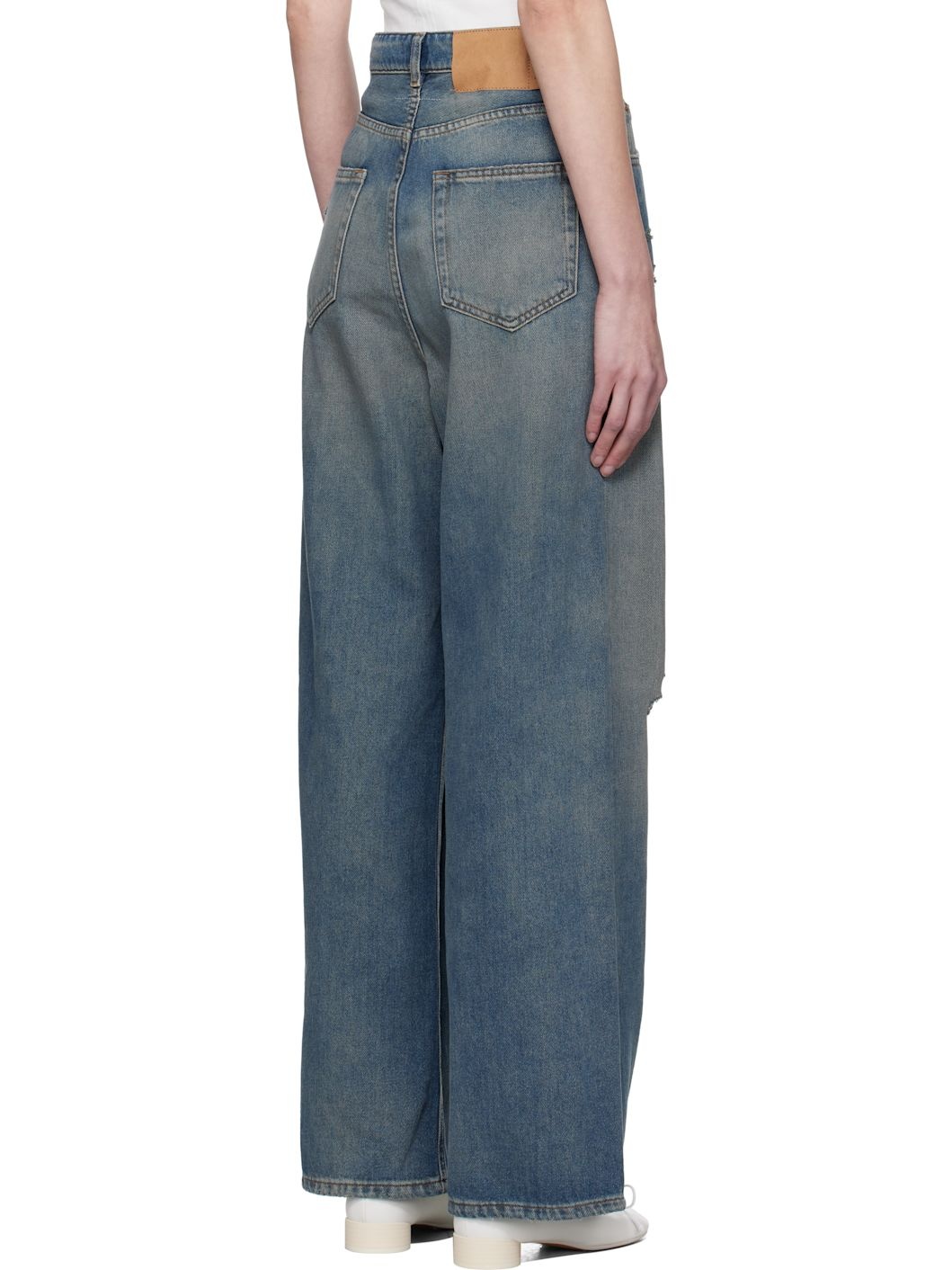 Blue Distressed 5 Pockets Jeans - 3