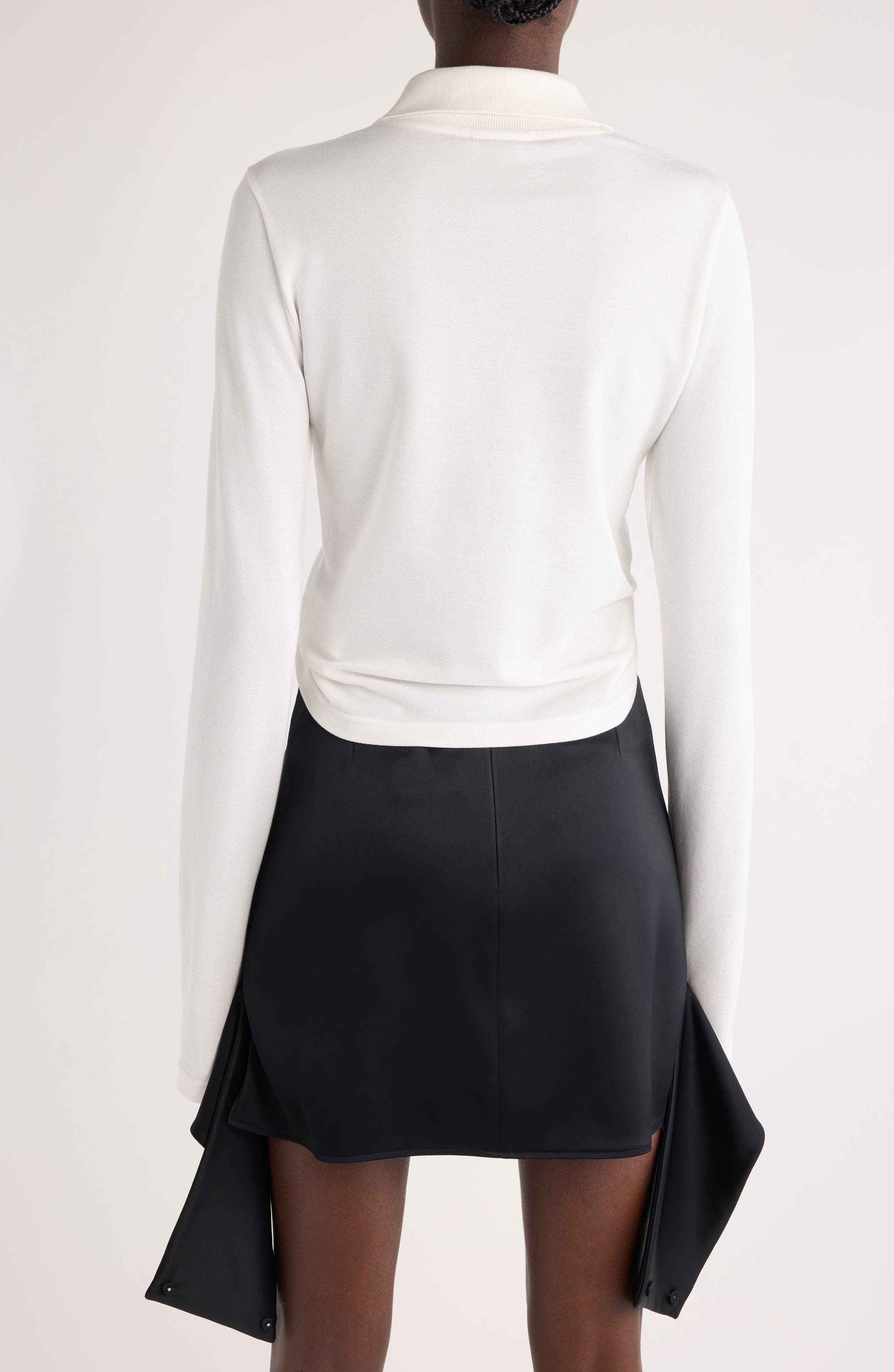 Courrèges Twist Crop Cotton Piqué Polo in Heritage White at Nordstrom - 2