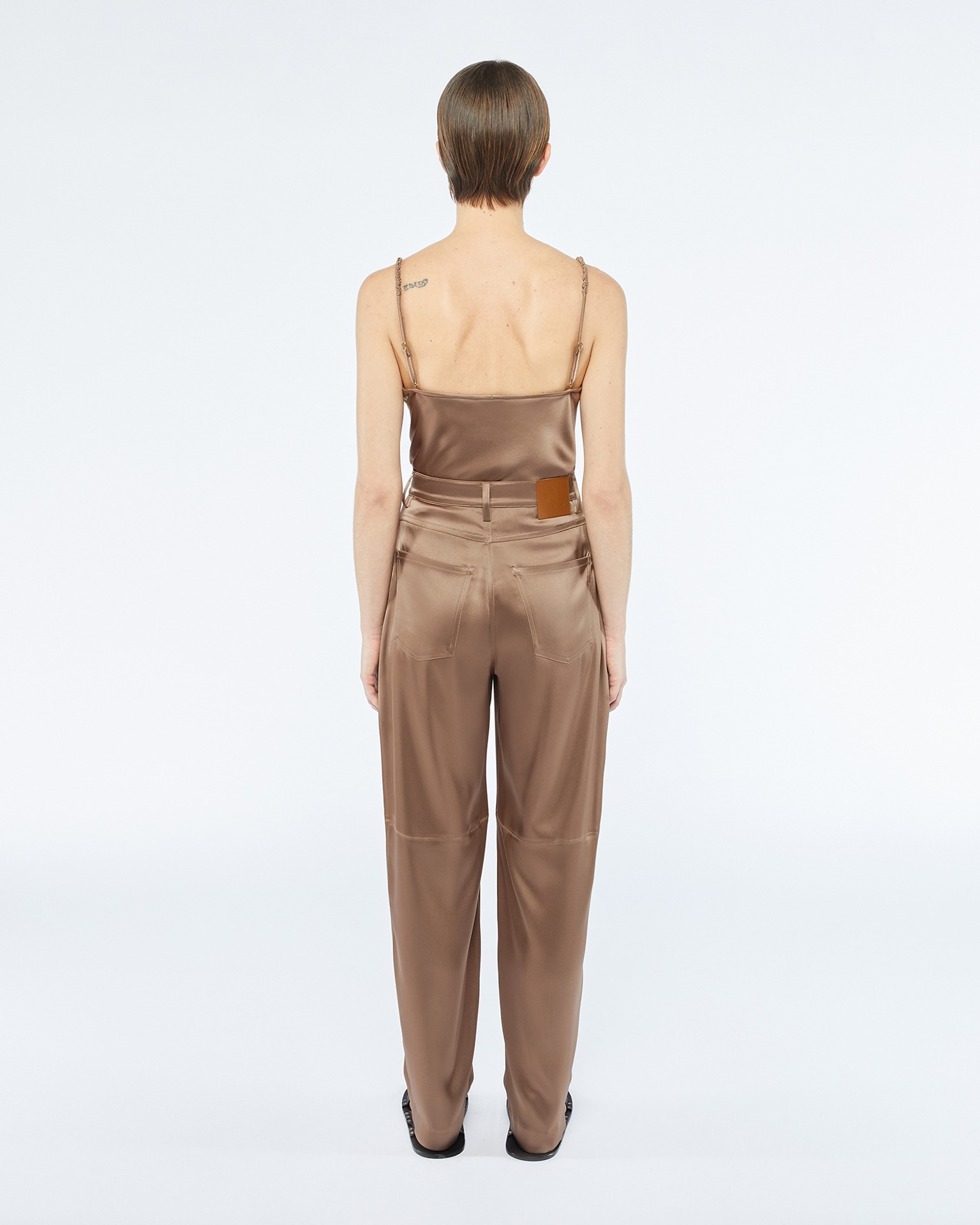 RADHA - Slip satin trousers - Sandstone - 3