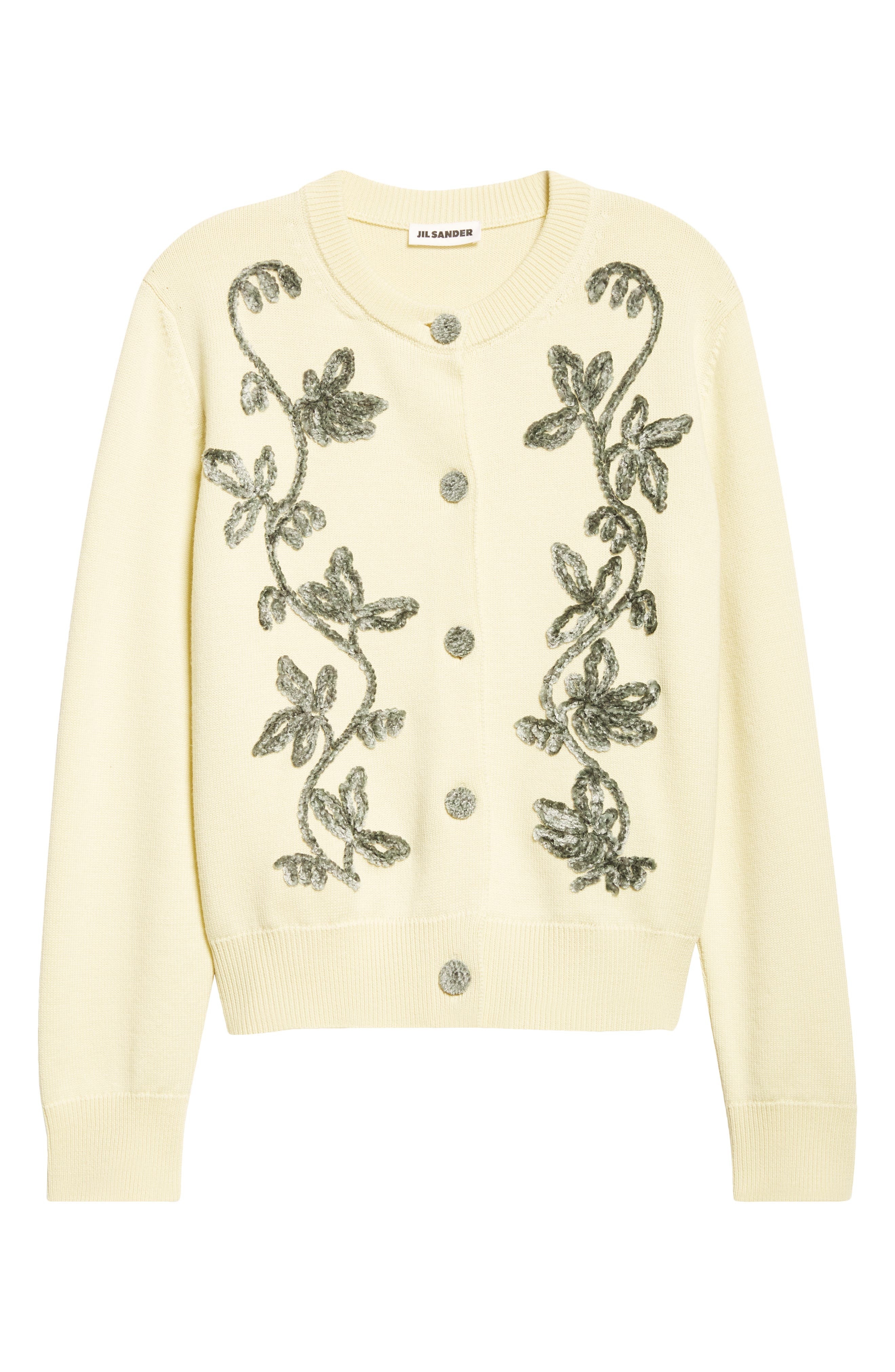 Jil Sander Floral Embroidered Cardigan in Lime Wash at Nordstrom - 6