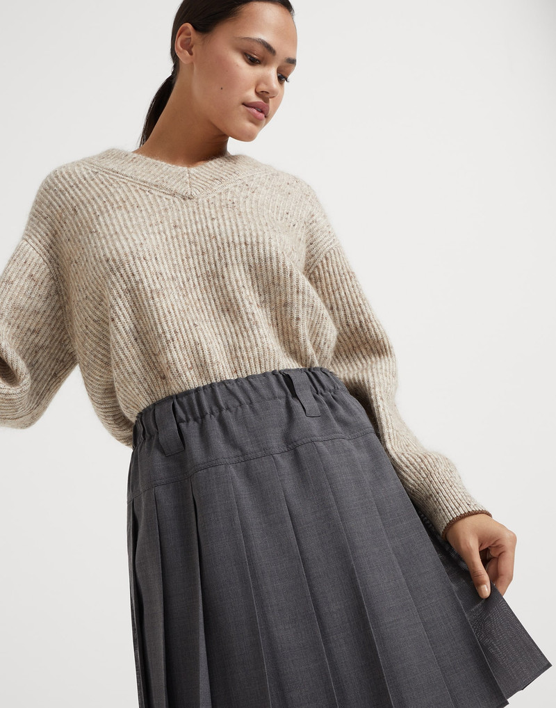 Pleated virgin wool organza mini skirt 3