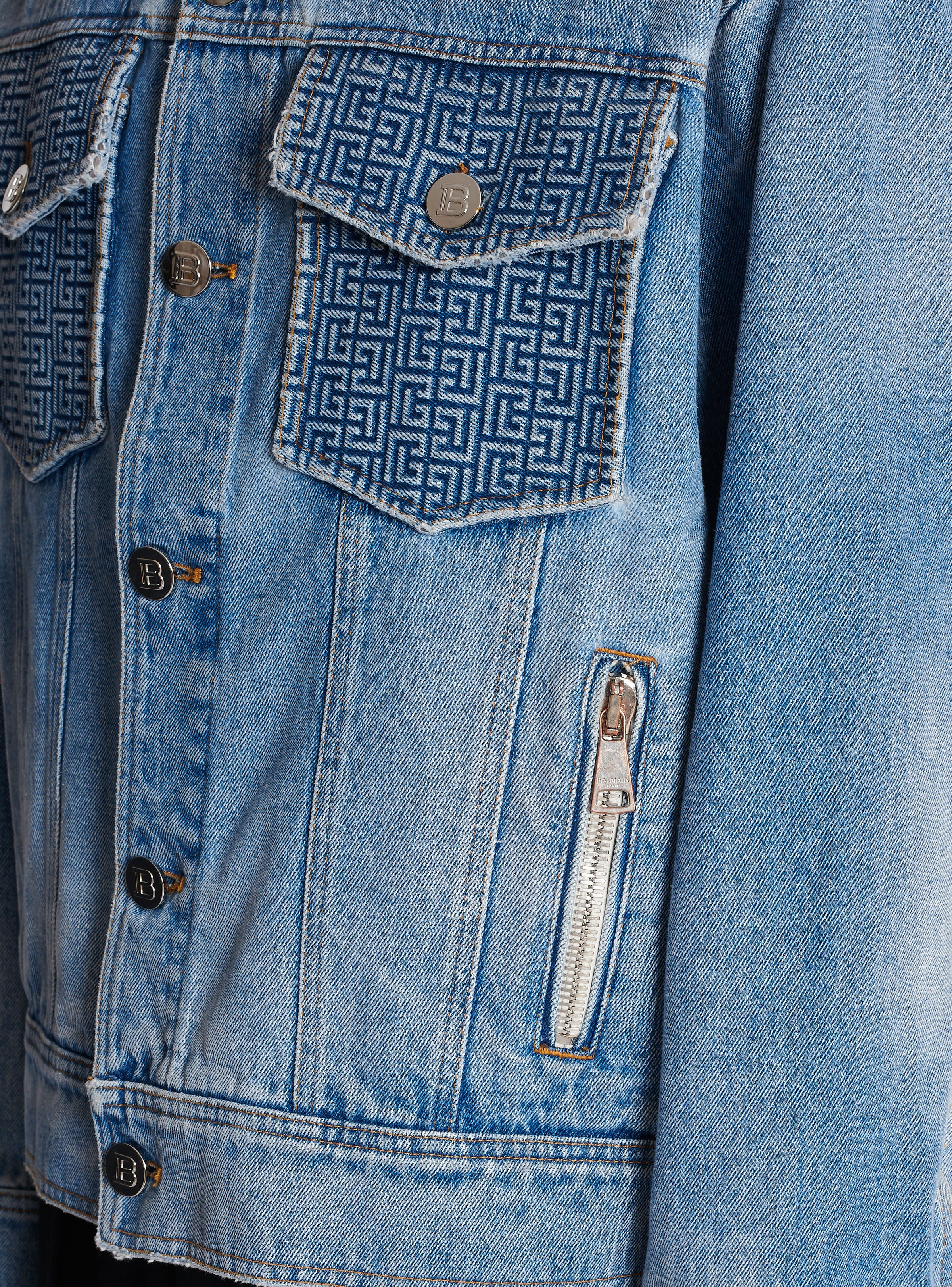 Denim jacket with Balmain logo - 7