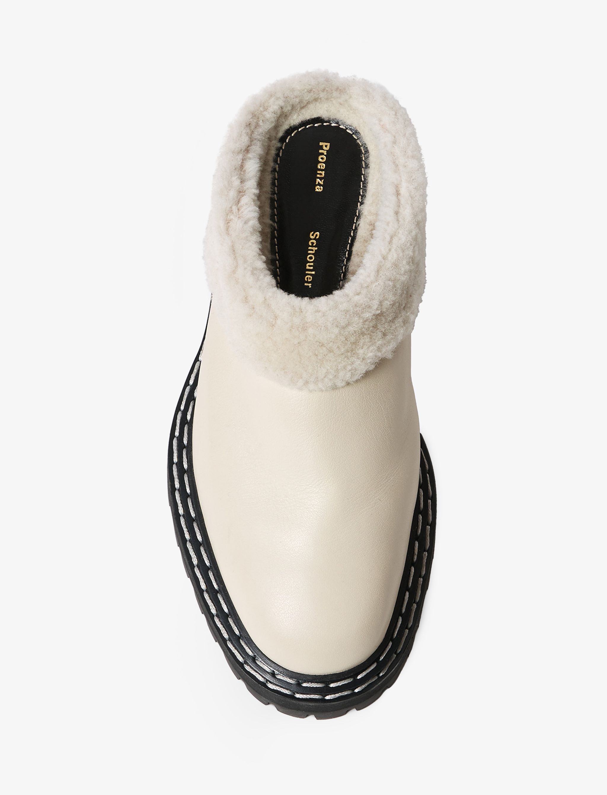 Shearling Lug Sole Mules - 4