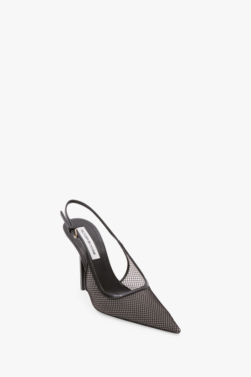 Victoria Beckham Victoria Stiletto Slingback In Black Mesh outlook