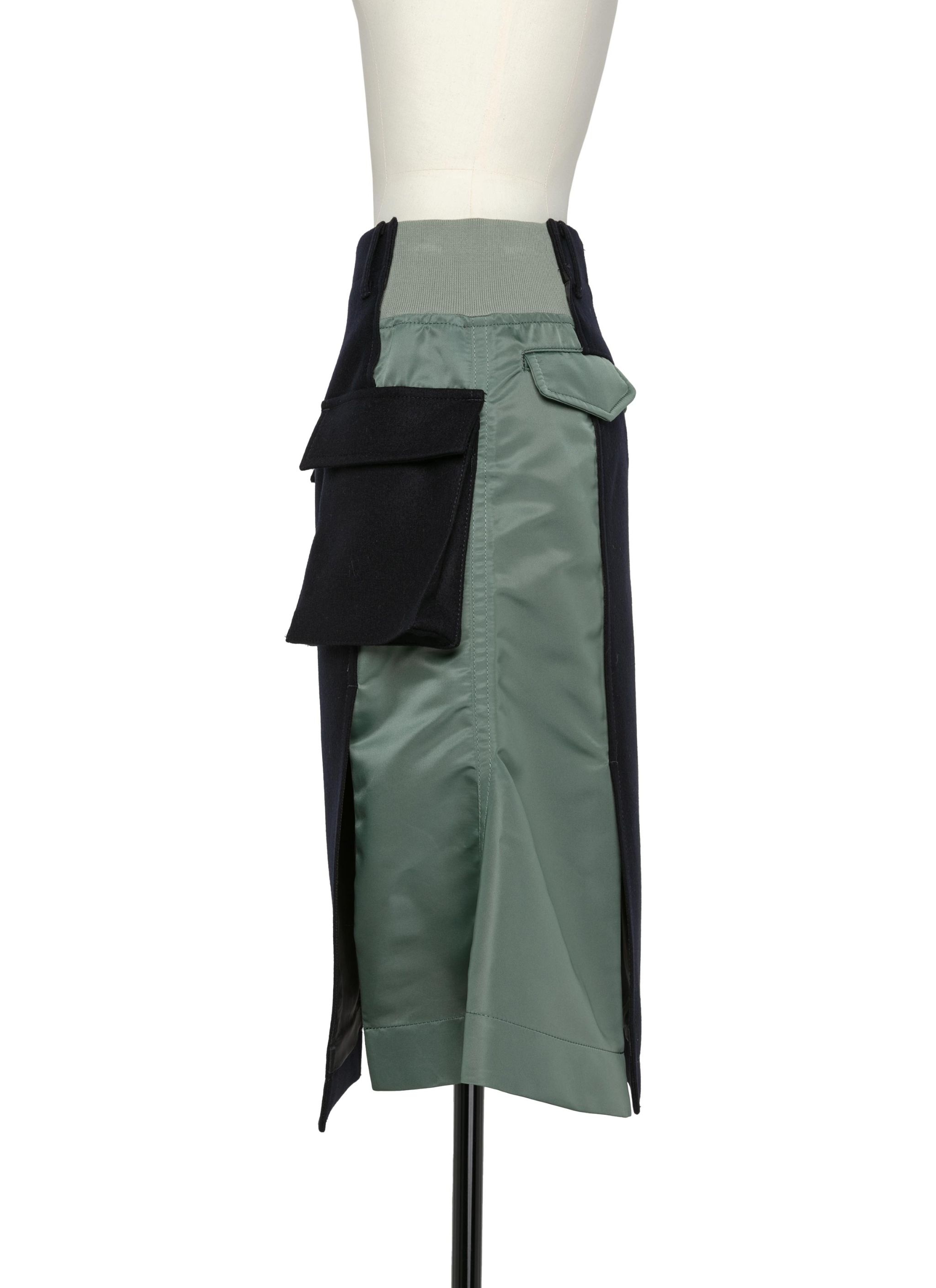 Wool Melton x Nylon Twill Skirt - 3