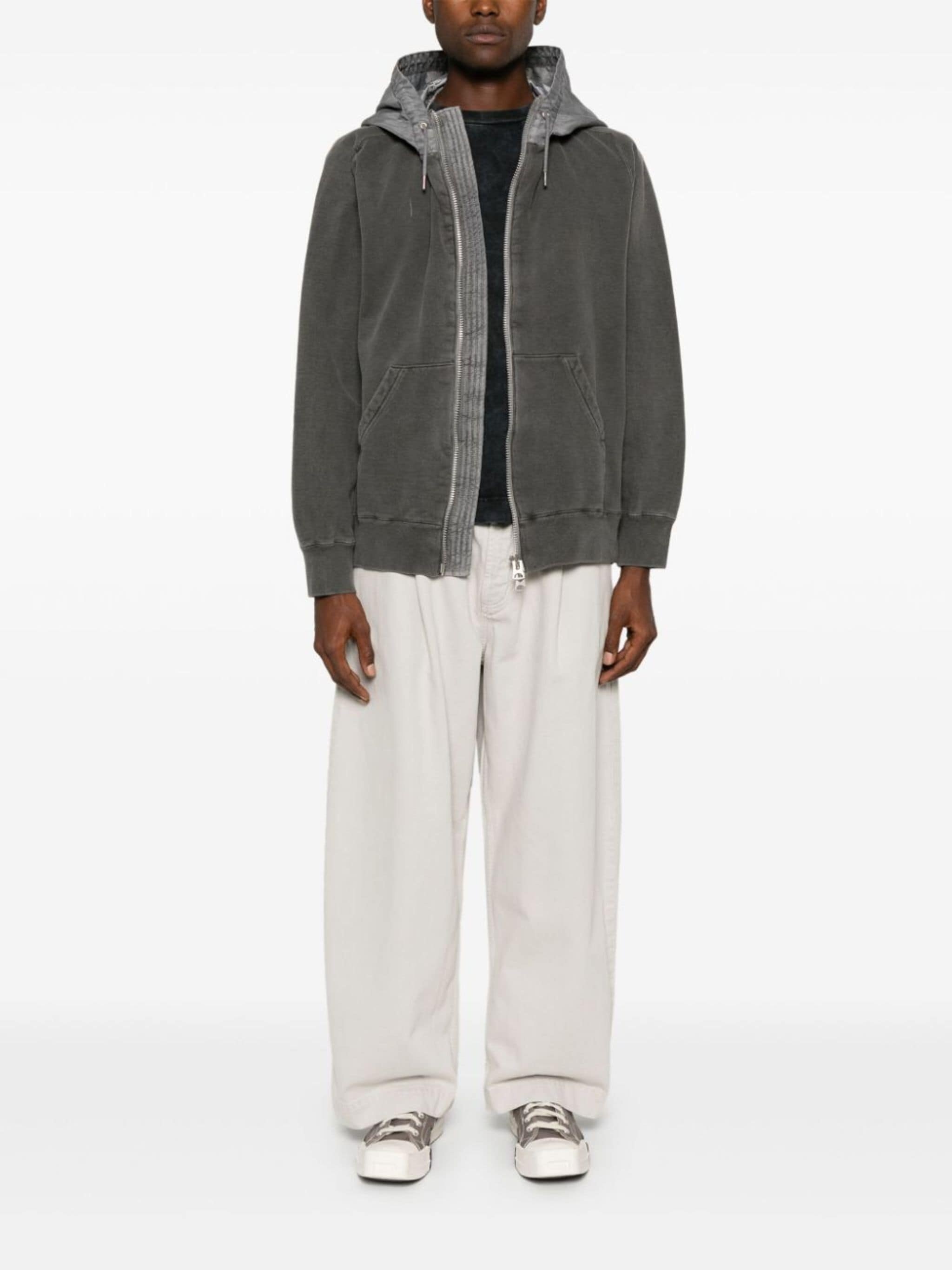 すぐ発送☆【sacai】Garment Dye Cotton Jersey Hoodie Gray Garment Dye Cotton Jersey Hoodie by sacai on Sale