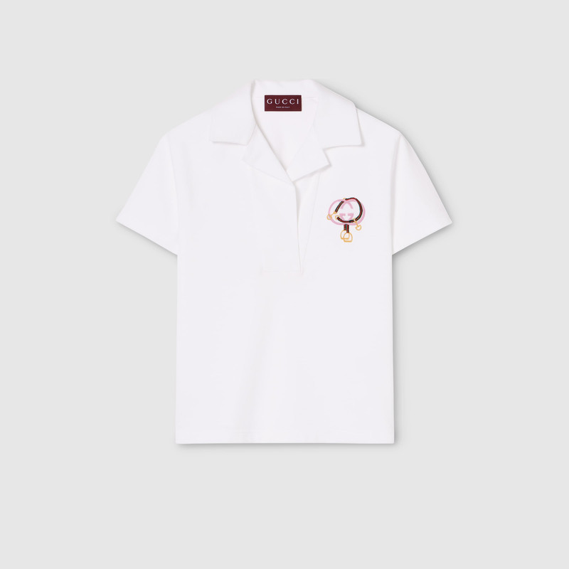 Cotton piquet polo shirt with embroidery 1
