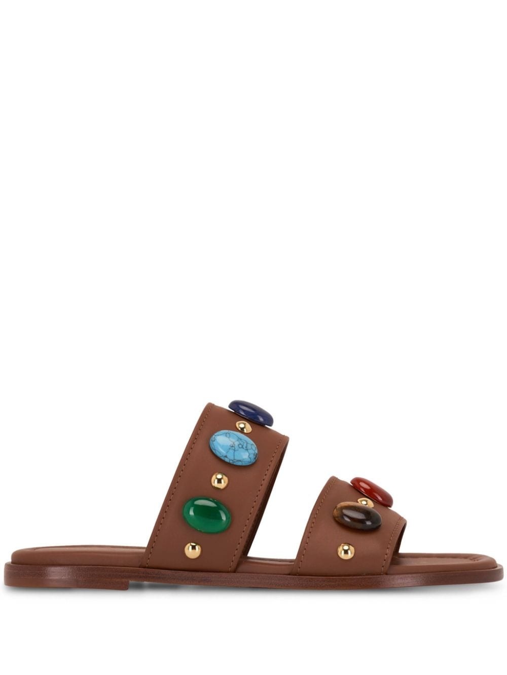 embellished flat leather sandals - 1