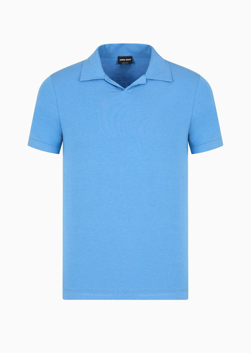 Stretch viscose jersey short-sleeved polo shirt 1