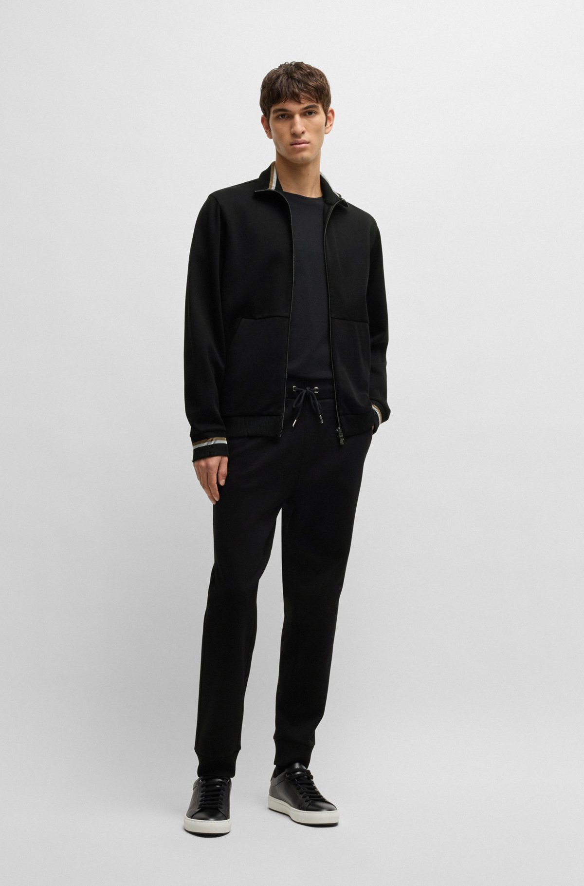 MERCERIZED-COTTON TRACKSUIT BOTTOMS WITH STRIPE WAISTBAND - 4