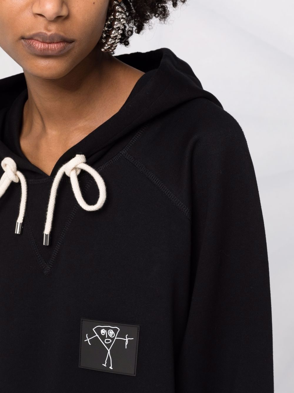 logo-patch two-tone longline hoodie - 3