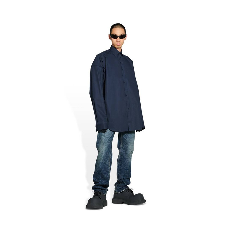 BALENCIAGA Men's Cocoon Shirt in Navy Blue outlook